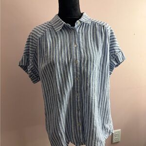 Draper James Blue and White Striped Button-Down Shirt